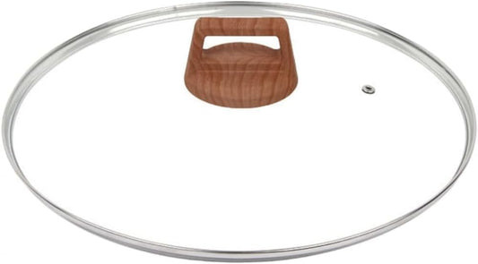 24CM Stainless Steel Cookware Universal Pot Lid with Steam Vent Hole and Wood Handle for Skillets and Saucepan