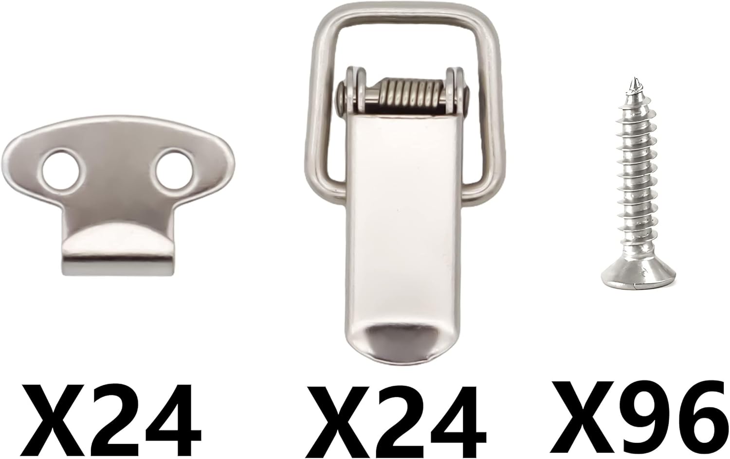 24pcs Small Stainless Steel Spring Toggle Lock Clasp Buckle Latch for Cabinet Boxes Wooden Cases - Silver
