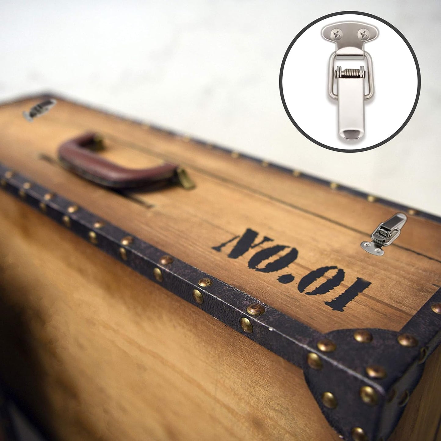 24pcs Small Stainless Steel Spring Toggle Lock Clasp Buckle Latch for Cabinet Boxes Wooden Cases - Silver