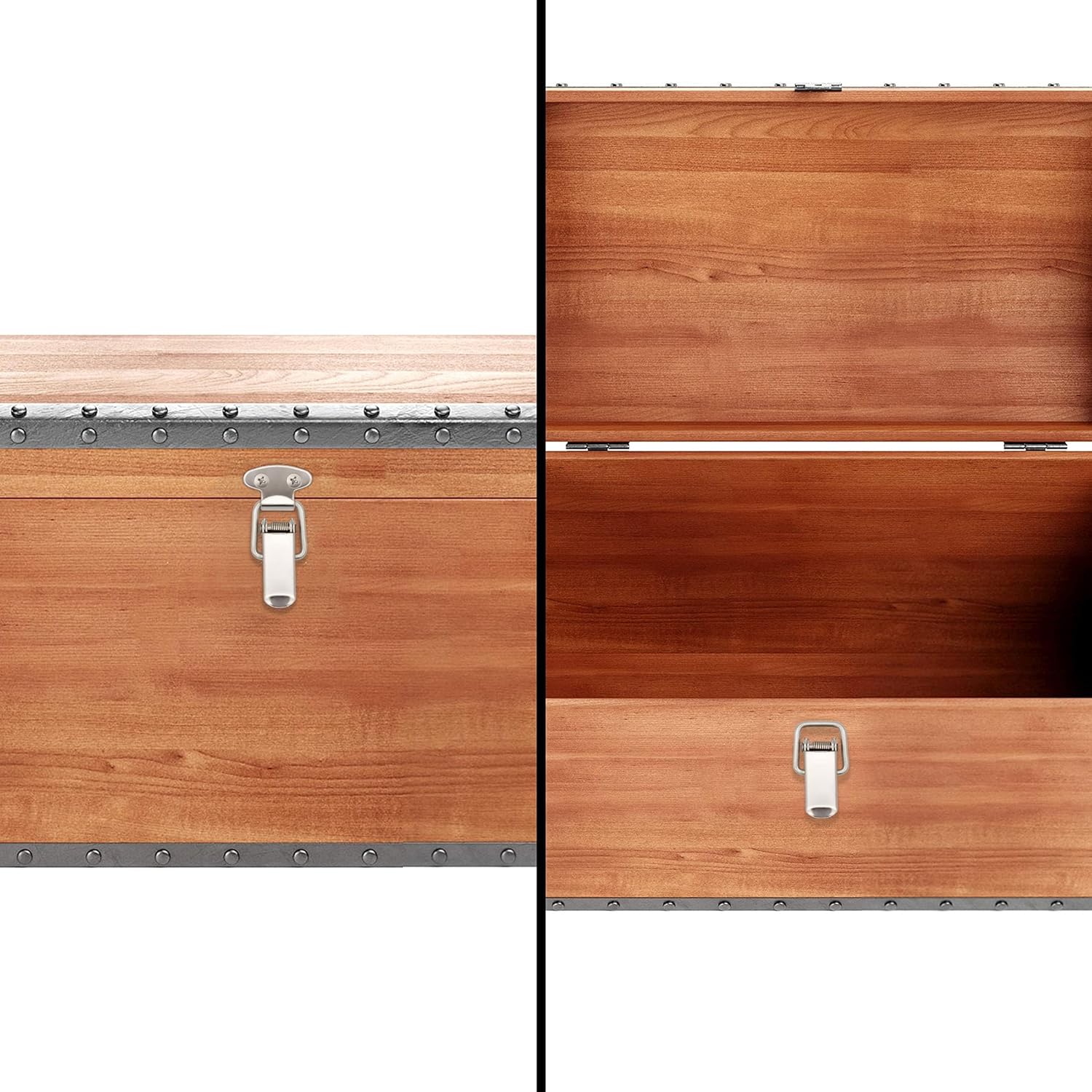 24pcs Small Stainless Steel Spring Toggle Lock Clasp Buckle Latch for Cabinet Boxes Wooden Cases - Silver