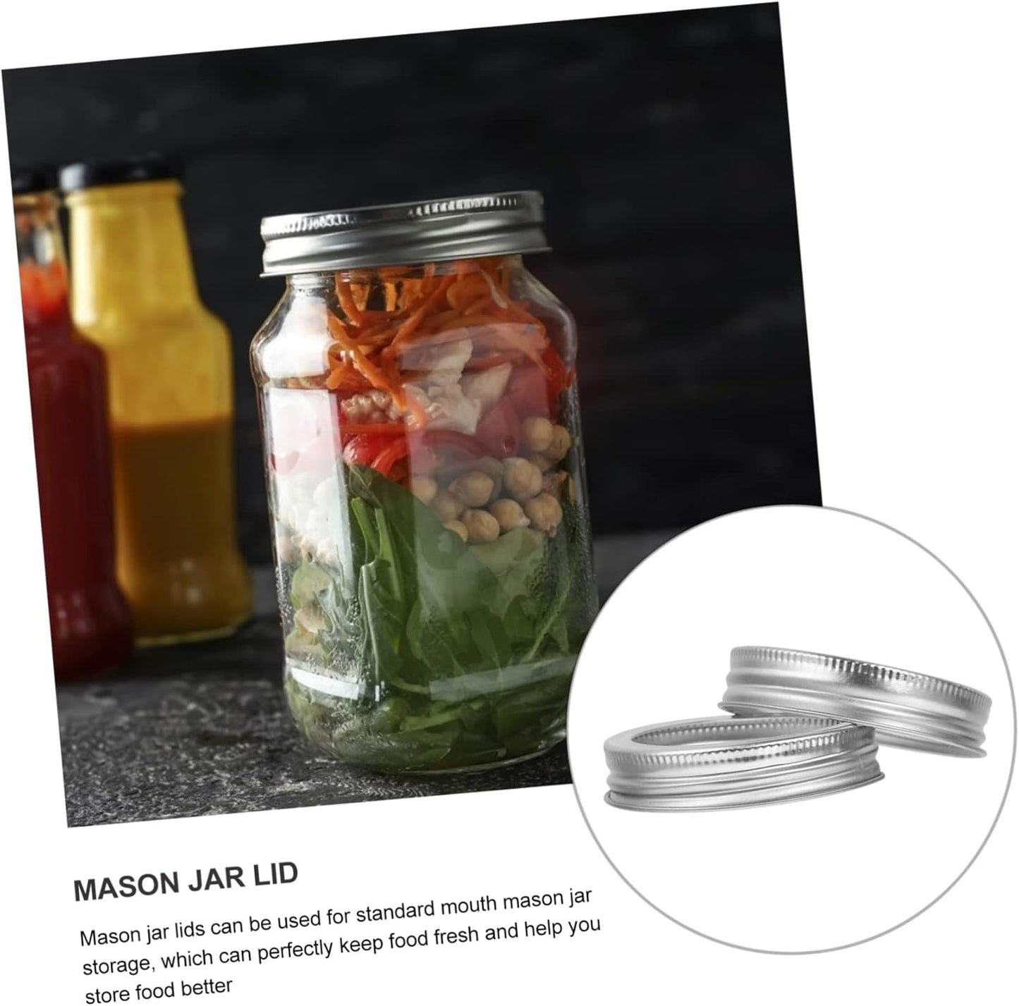 24PCS Split Type Mason Jar Lid Bands Covers for Standard Mouth 70mm Jars - Canning and Storage Bottle Cover Rings