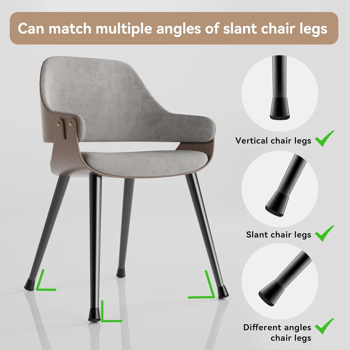 24PCS Upgraded Silicone Chair Leg Floor Protectors for Hardwood Floors - Furniture Sliders with 360°Felt Pad Bottom and Thickening Caps for Scratch and Noise Reduction