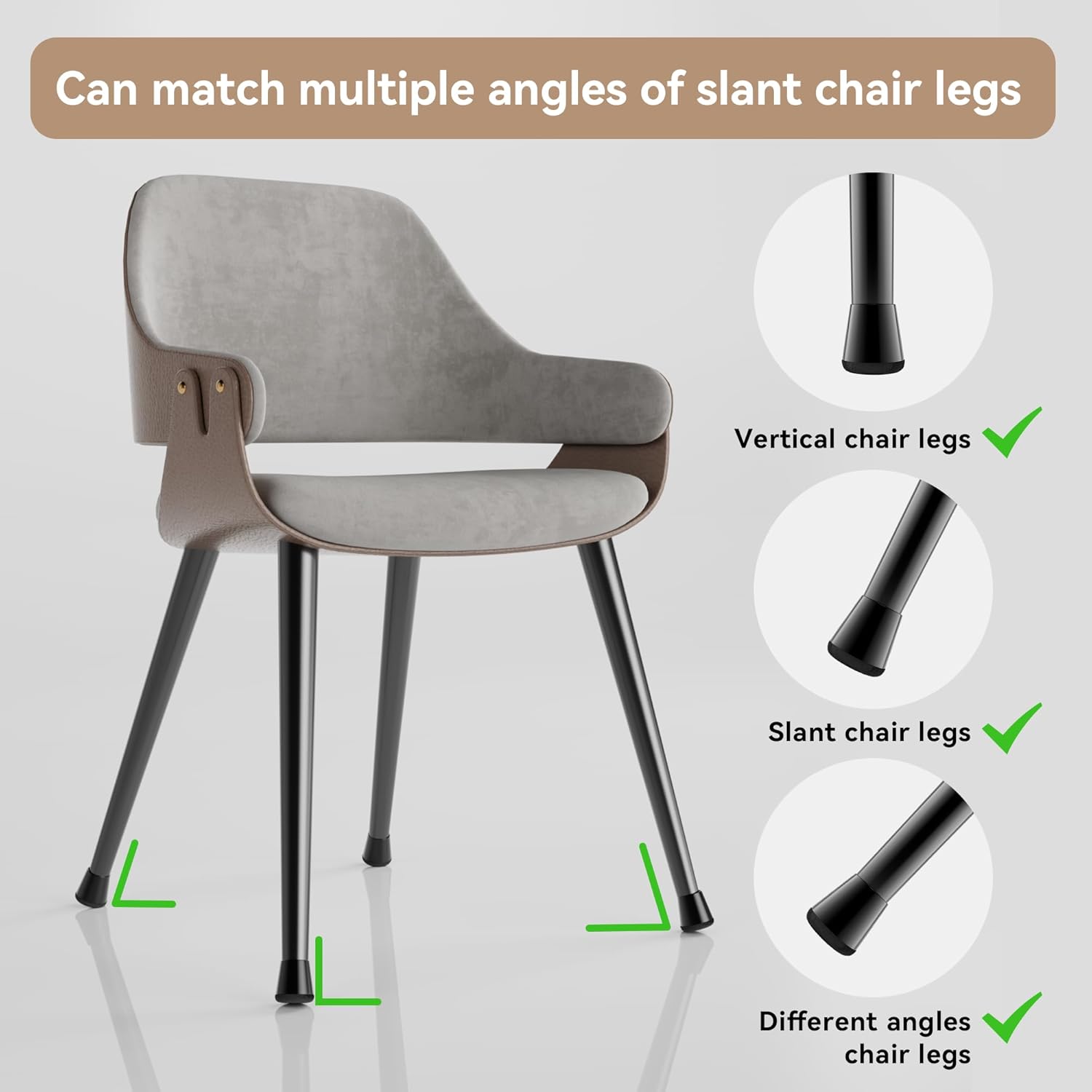 24PCS Upgraded Silicone Chair Leg Floor Protectors for Hardwood Floors - Furniture Sliders with 360°Felt Pad Bottom and Thickening Caps for Scratch and Noise Reduction