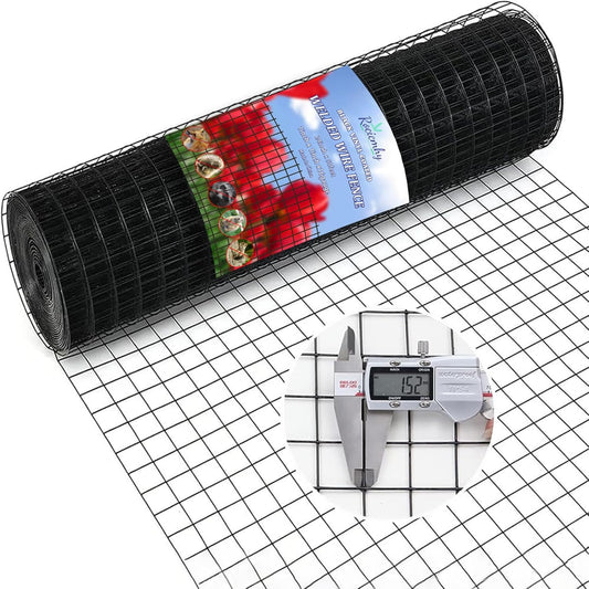 24x50 ft 1x1 Inch Black PVC Coated Hardware Cloth, 16 Ga Chicken Wire Mesh Fencing for Garden and Rabbit Fence - WildKart