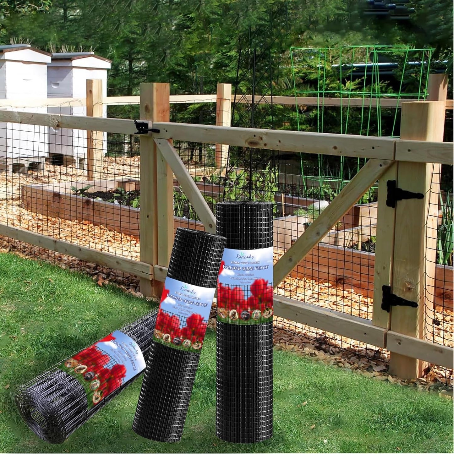 24x50 ft 1x1 Inch Black PVC Coated Hardware Cloth, 16 Ga Chicken Wire Mesh Fencing for Garden and Rabbit Fence - WildKart
