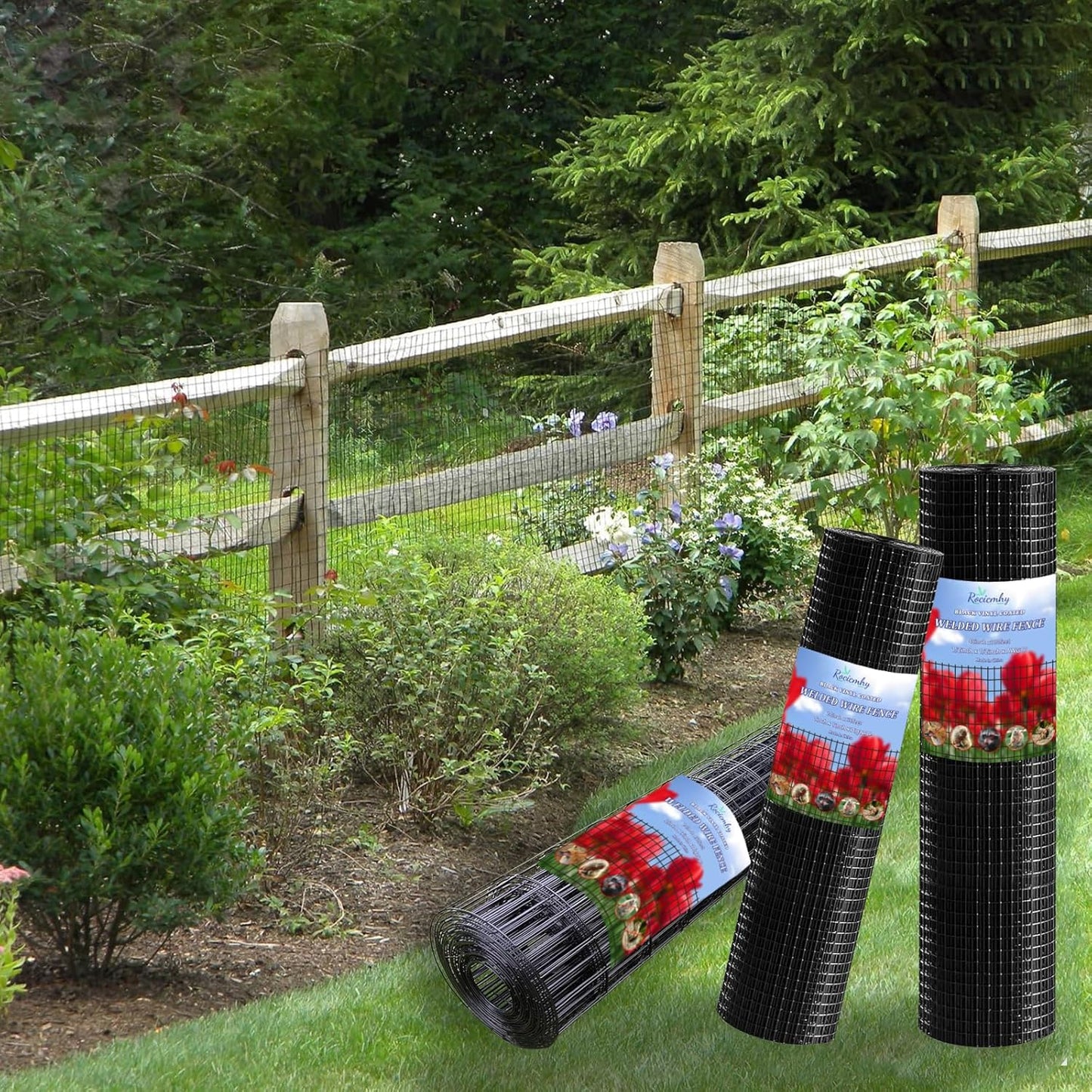 24x50 ft 1x1 Inch Black PVC Coated Hardware Cloth, 16 Ga Chicken Wire Mesh Fencing for Garden and Rabbit Fence - WildKart