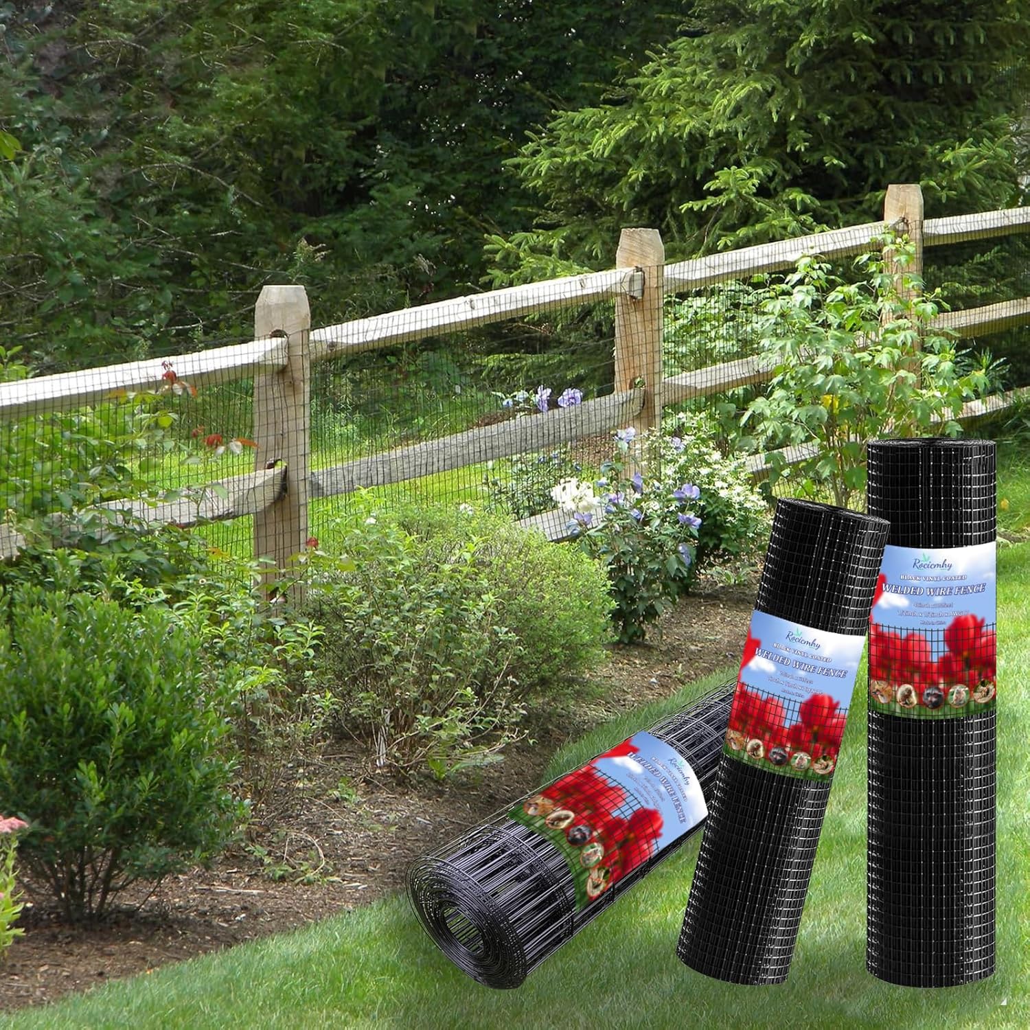 24x50 ft 1x1 Inch Black PVC Coated Hardware Cloth, 16 Ga Chicken Wire Mesh Fencing for Garden and Rabbit Fence - WildKart