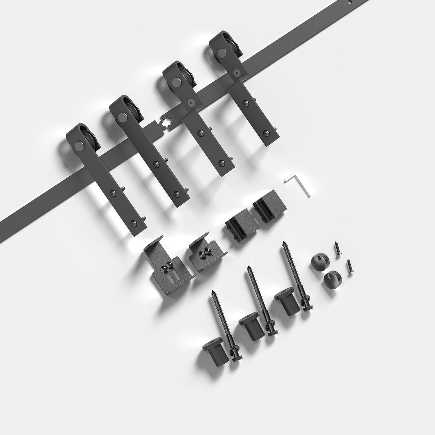2.5 FT Mini Cabinet Bypass Double Sliding Barn Door Hardware Track Kit - Easy Installation, Smooth and Quiet Sliding for Storage, Windows, TV Stands - No Cabinet Needed - WildKart