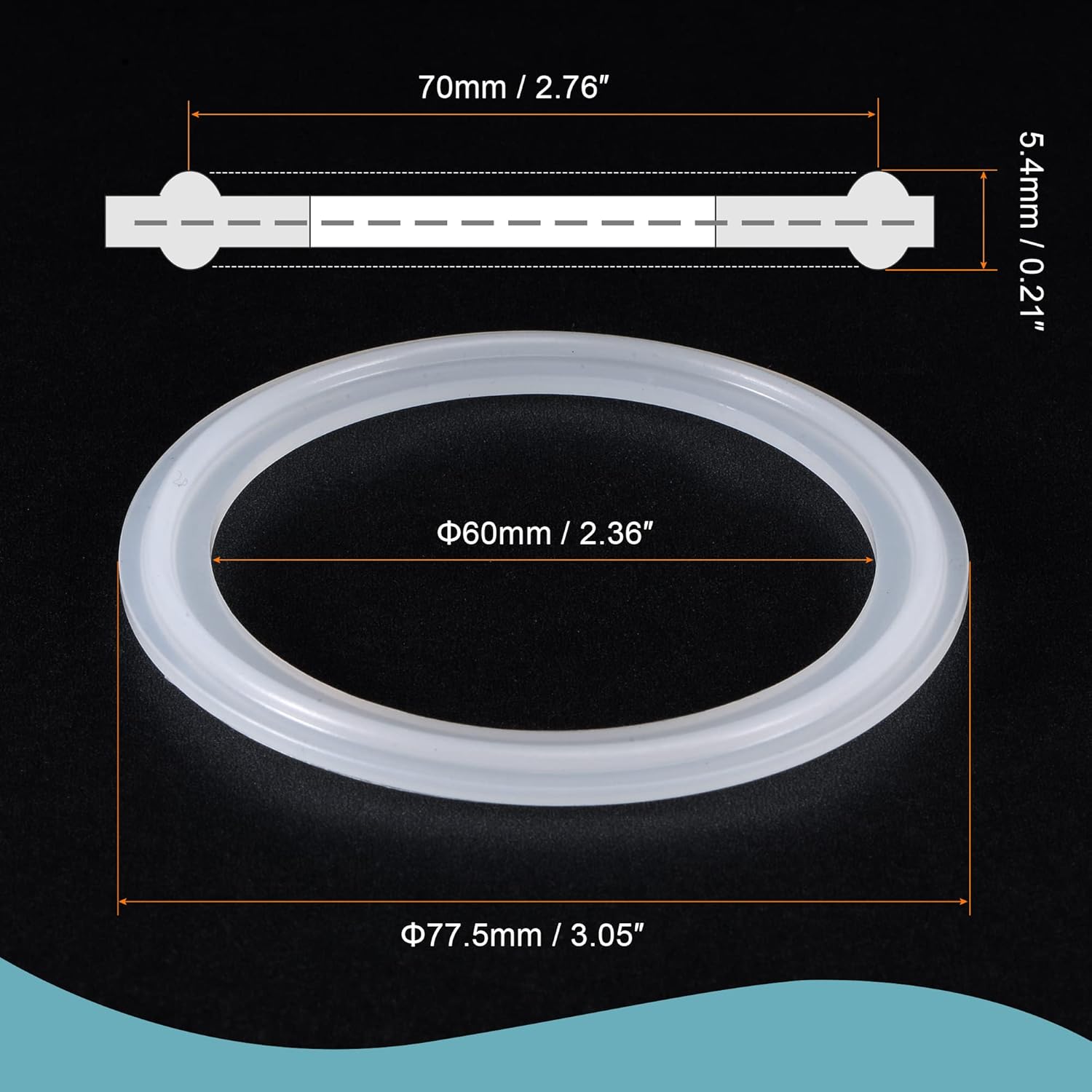 2.5 Inch Clamp White Silicone Rubber Gasket Industrial Flange O-Ring by MECCANIXITY