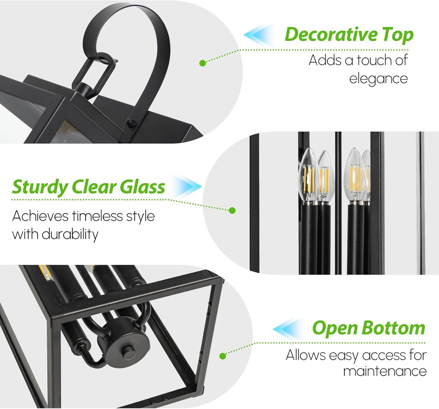 25" Outdoor Wall Light Fixture - 4-Light Extra Large Exterior Lantern for Porch, Front Door, Garage - Waterproof Black Wall Mount Sconce