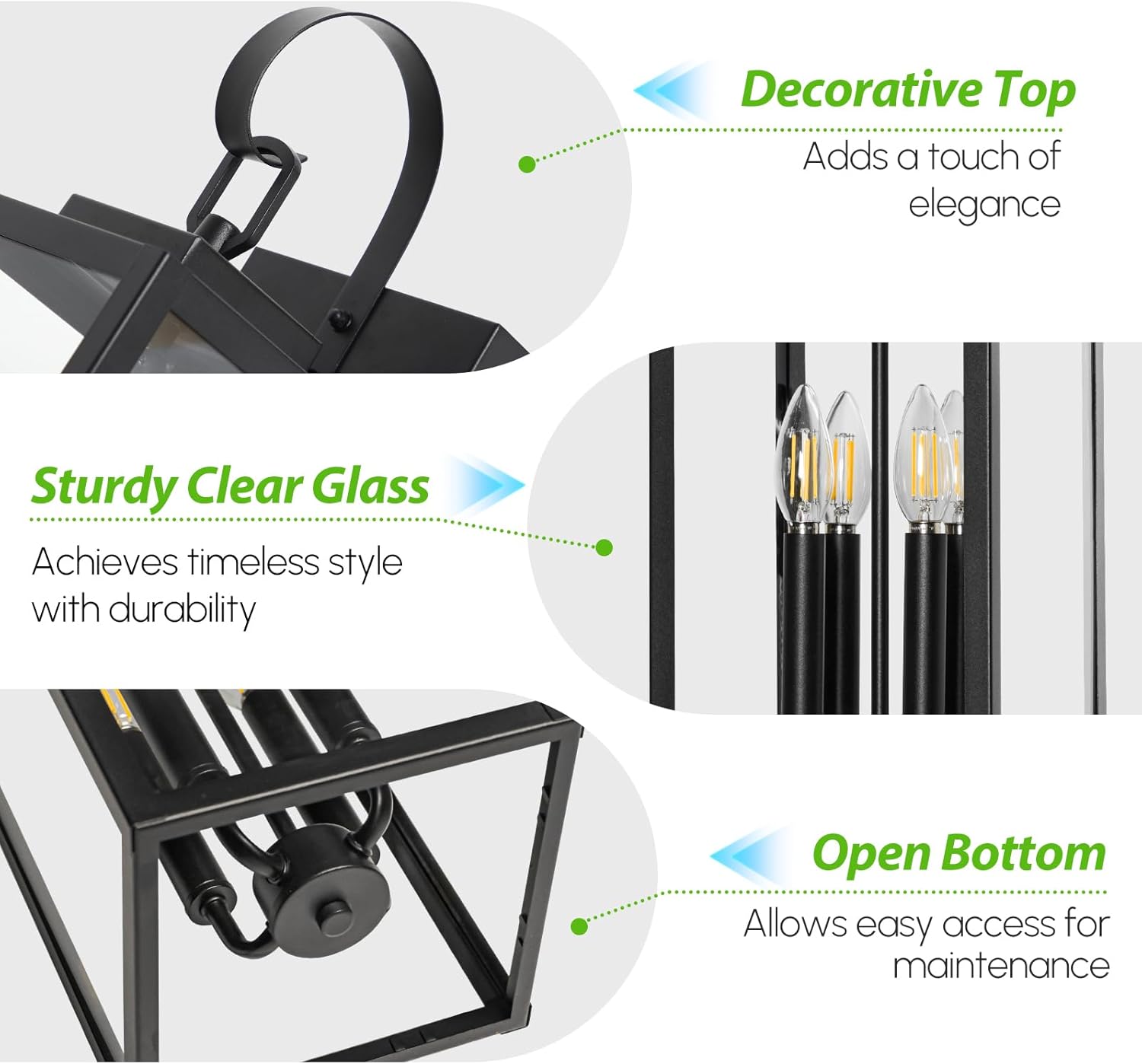 25" Outdoor Wall Light Fixture - 4-Light Extra Large Exterior Lantern for Porch, Front Door, Garage - Waterproof Black Wall Mount Sconce