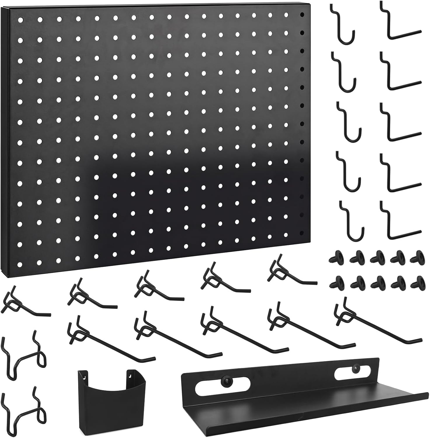 25 Pack G.CORE Heavy Duty Metal Pegboard Organizer Set - 1/4" Round Holes, 17"x13" Panels with Hooks for Garage Craft Tool Display & Organization, Mounting Hardware Included