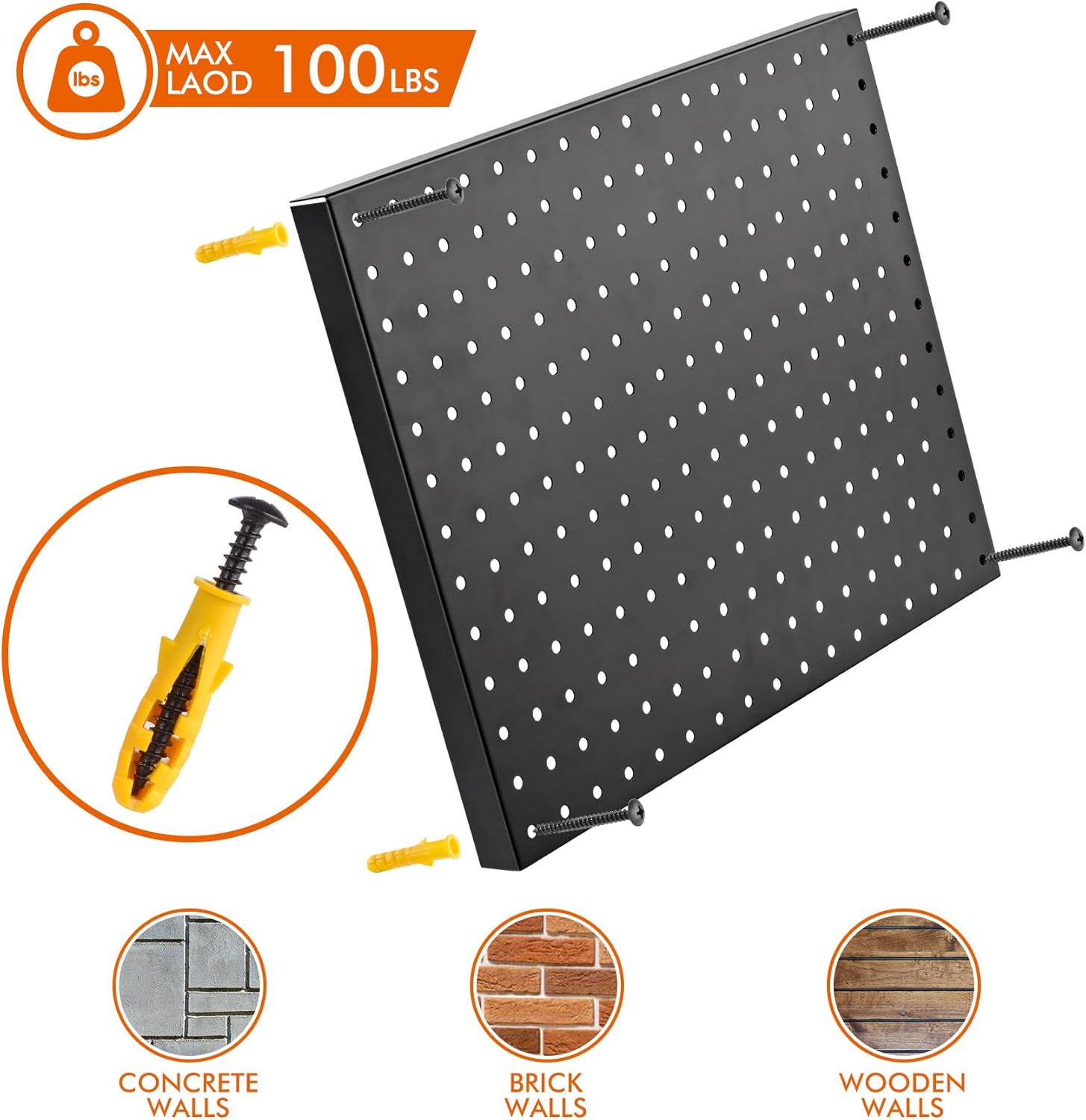 25 Pack G.CORE Heavy Duty Metal Pegboard Organizer Set - 1/4" Round Holes, 17"x13" Panels with Hooks for Garage Craft Tool Display & Organization, Mounting Hardware Included