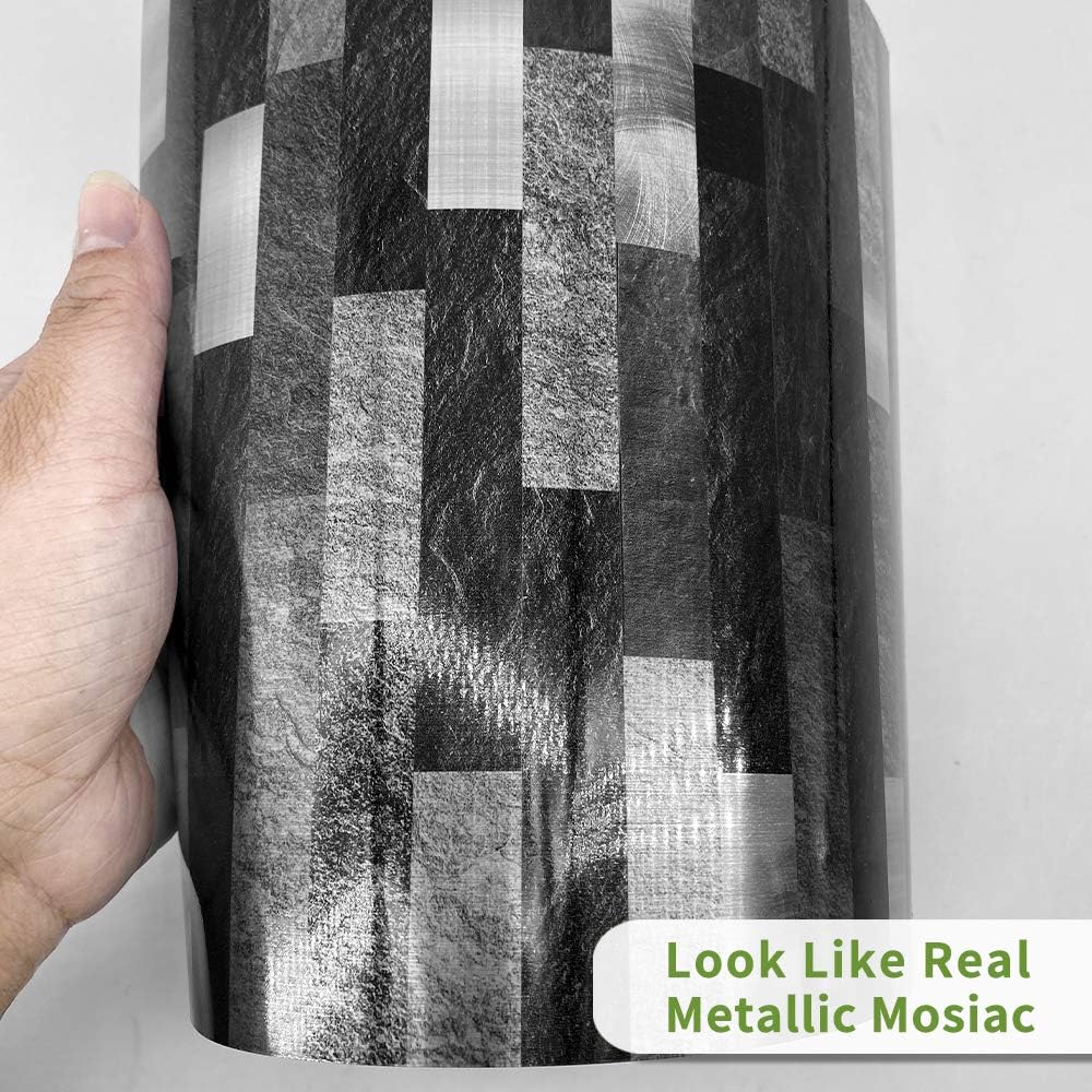 25-Piece Alwayspon Self-Adhesive Tile Transfer Decal Set - Peel & Stick Backsplash Stickers for Kitchen and Bathroom Decor - Waterproof Black Brick Metal Marble Design - 4x4 Inch