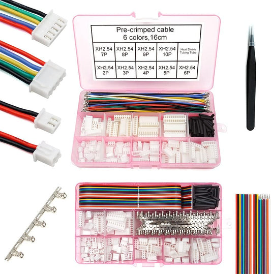 2.54mm XH Male Connector Pin Kit with Pre-Crimped Ribbon Cables - JST-XH Compatible