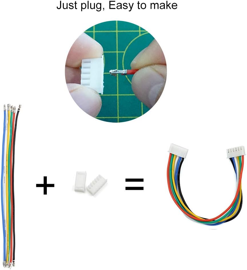 2.54mm XH Male Connector Pin Kit with Pre-Crimped Ribbon Cables - JST-XH Compatible