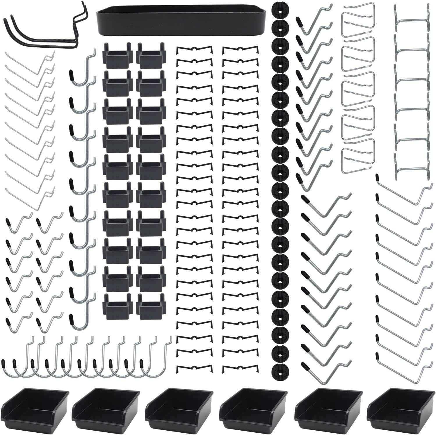 258-Piece Pegboard Hooks Assortment Set with Metal Hooks, Bins, and Accessories for Organization