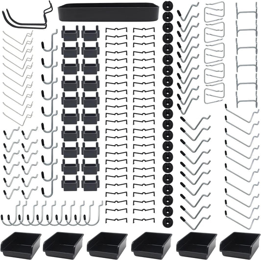 258-Piece Pegboard Hooks Assortment Set with Metal Hooks, Bins, and Accessories for Organization