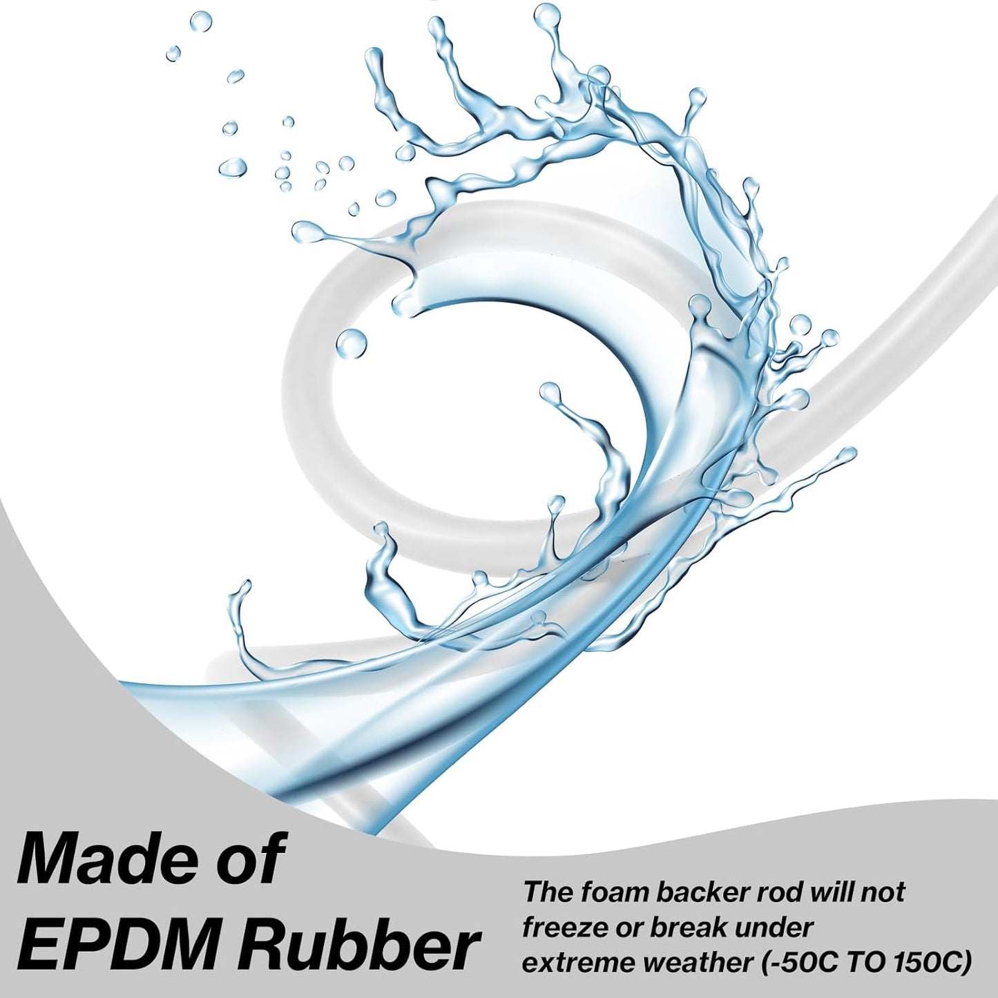 25FT Backer Rod - 3/8 Inch Diameter Rubber Caulk Concrete Expansion Joint Filler - White Weather Strip Seal for Gaps and Joints - Concrete Filling - 3/8 Inch x 25FT