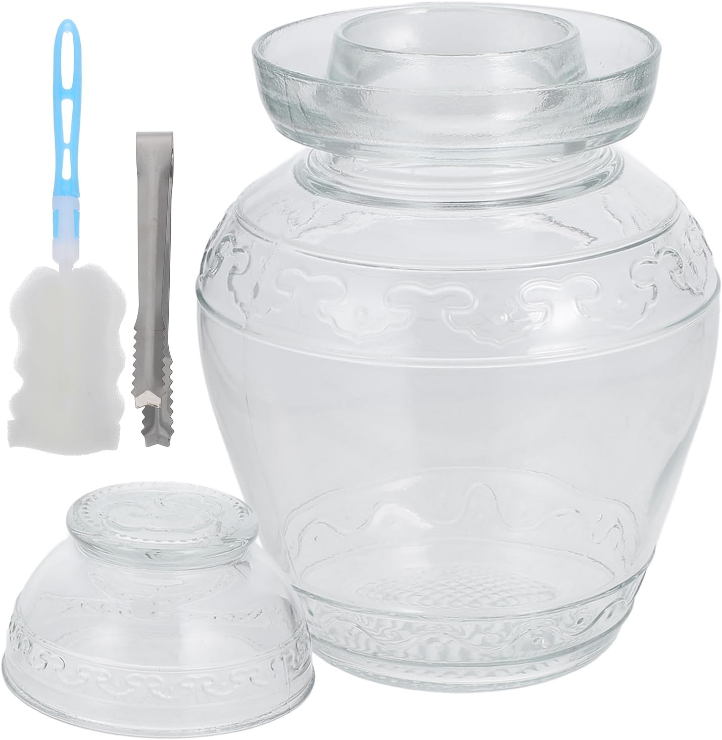 2.5L Glass Fermentation Jar with Water Seal Lid for Pickles, Kimchi, Sauerkraut, Kombucha, Canning, and Wine Brewing