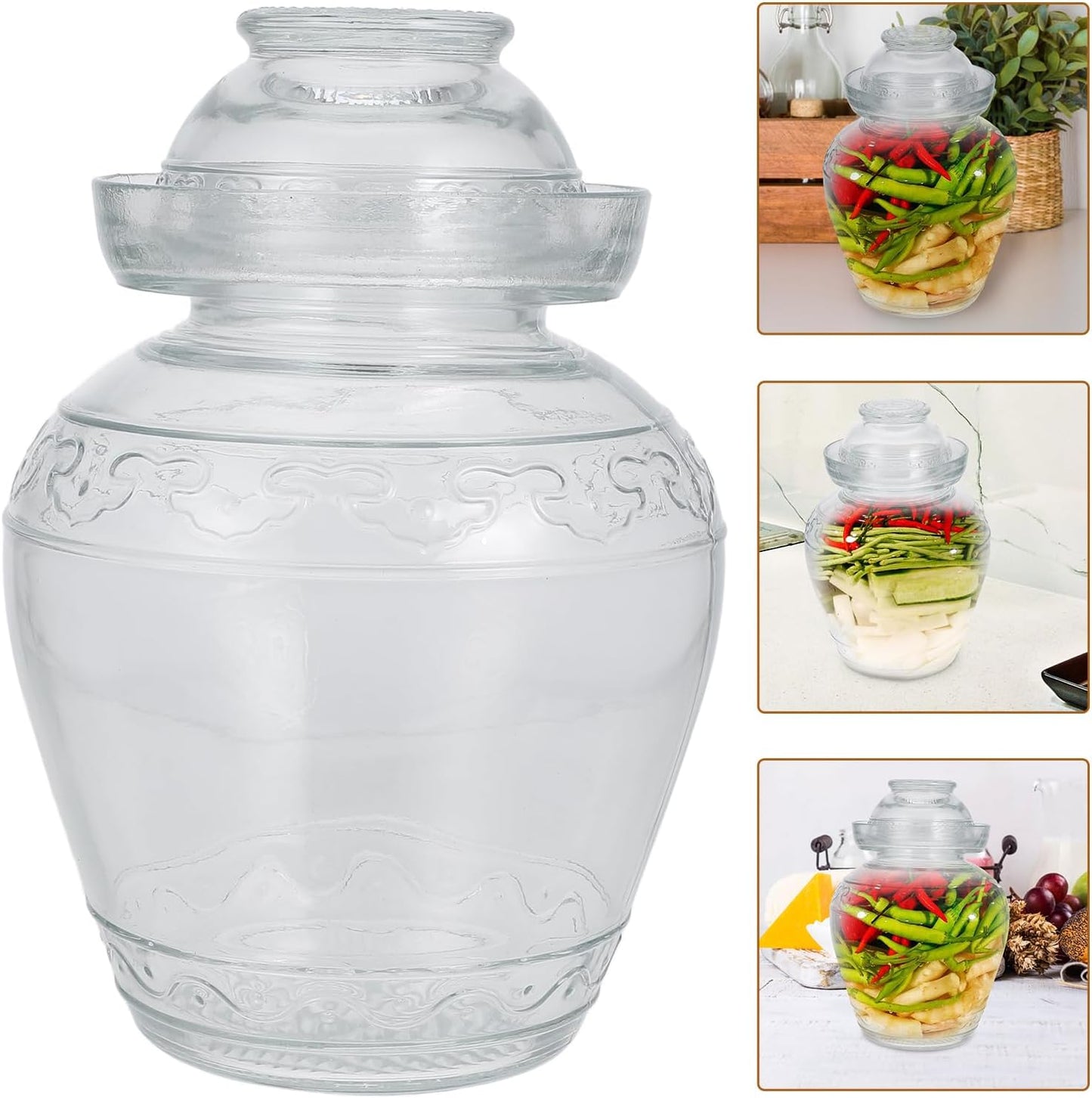 2.5L Glass Fermentation Jar with Water Seal Lid for Pickles, Kimchi, Sauerkraut, Kombucha, Canning, and Wine Brewing