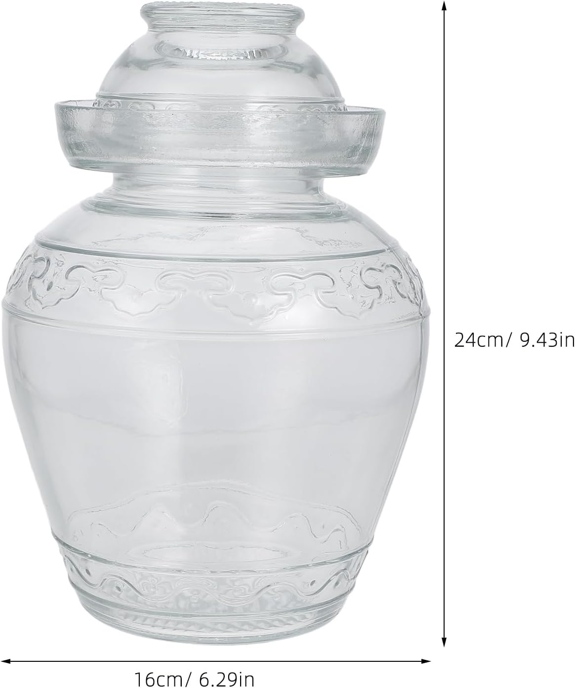 2.5L Glass Fermentation Jar with Water Seal Lid for Pickles, Kimchi, Sauerkraut, Kombucha, Canning, and Wine Brewing