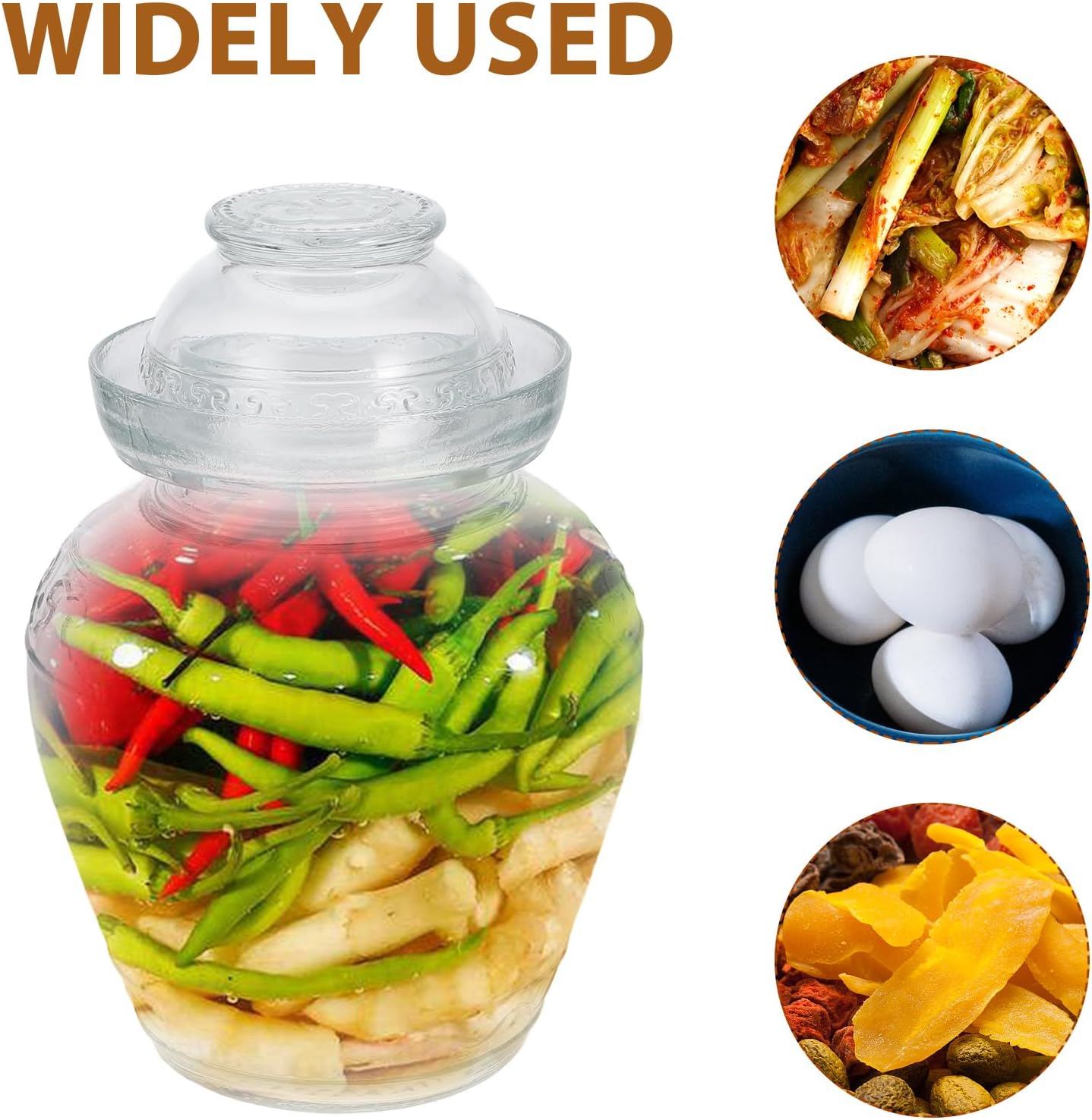 2.5L Glass Fermentation Jar with Water Seal Lid for Pickles, Kimchi, Sauerkraut, Kombucha, Canning, and Wine Brewing