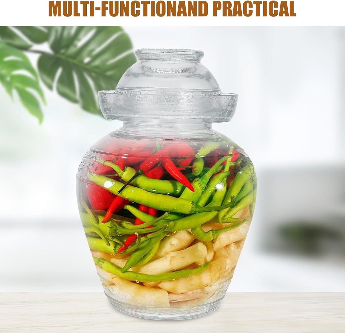 2.5L Glass Fermentation Jar with Water Seal Lid for Pickles, Kimchi, Sauerkraut, Kombucha, Canning, and Wine Brewing