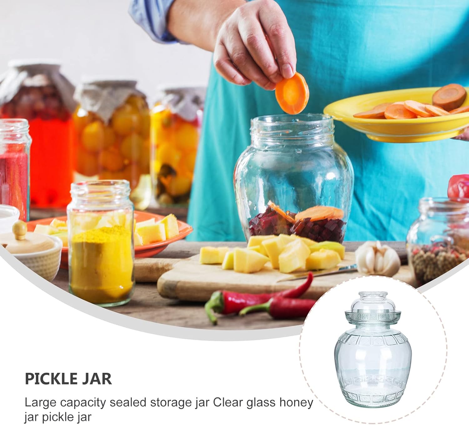 2.5L Glass Fermenting Jar with Airlock Lid for Pickling Kimchi and Sauerkraut