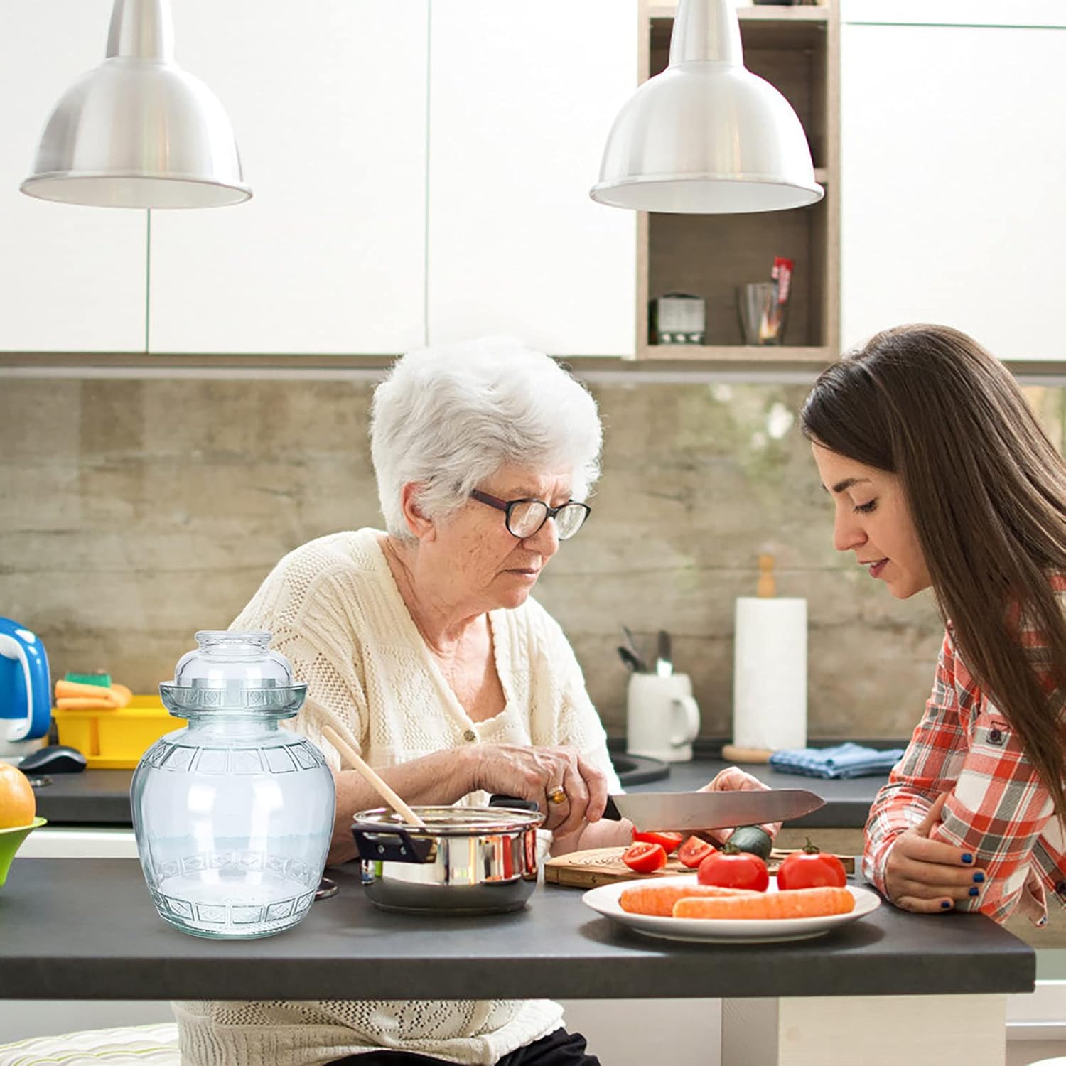 2.5L Glass Fermenting Jar with Airlock Lid for Pickling Kimchi and Sauerkraut
