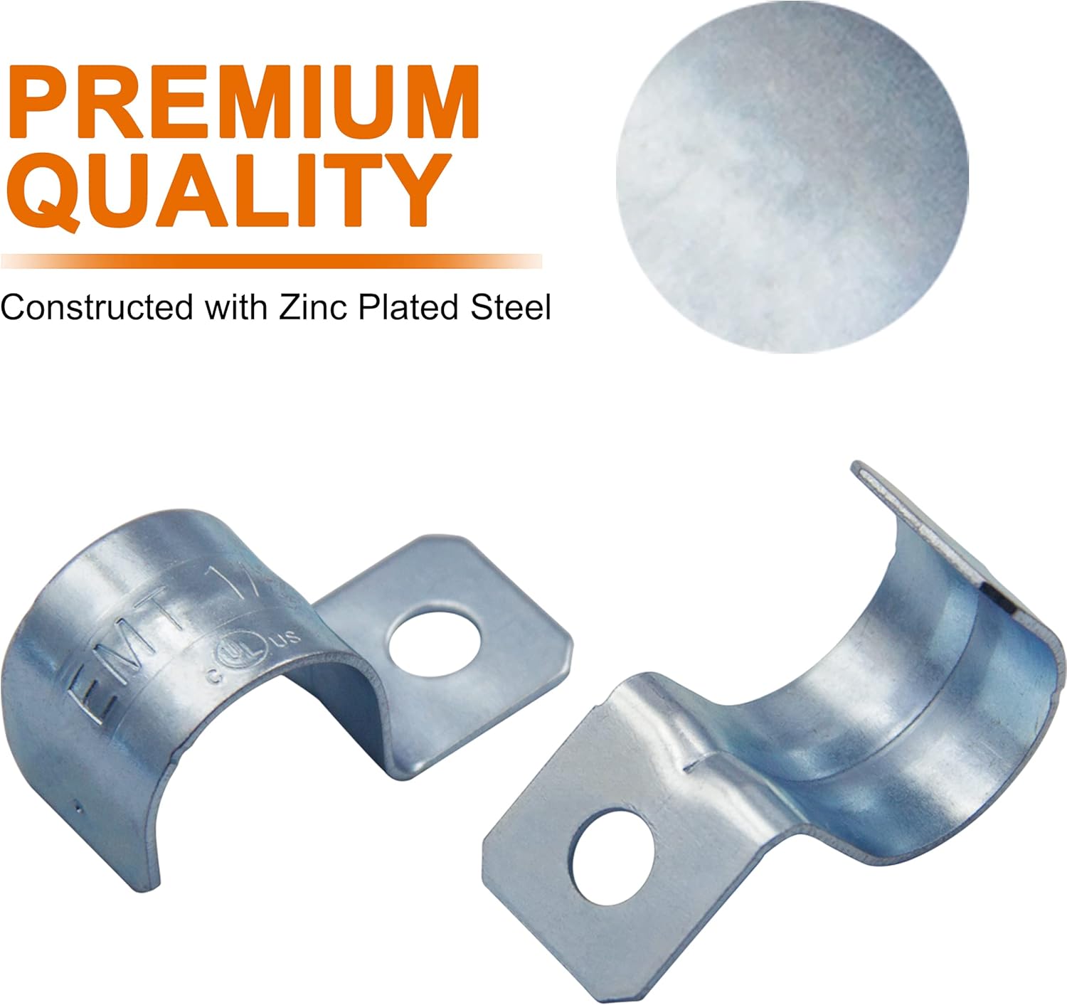 25pcs 1/2" Zinc Plated Steel EMT Pipe Straps - 1 Hole for Conduit or Pipe Fixing