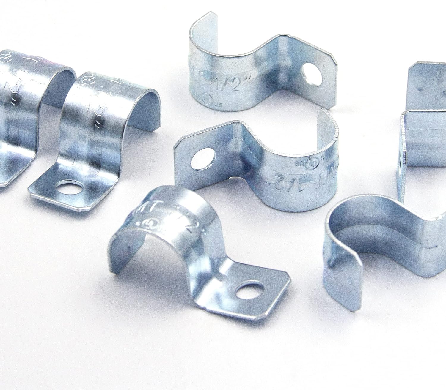 25pcs 1/2" Zinc Plated Steel EMT Pipe Straps - 1 Hole for Conduit or Pipe Fixing