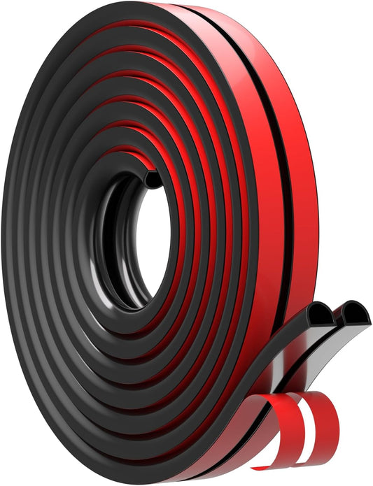 26 Feet Silicone Weather Stripping Door Seal for Exterior Doors - Black Adhesive Door Frame Seal for Soundproofing and Insulation