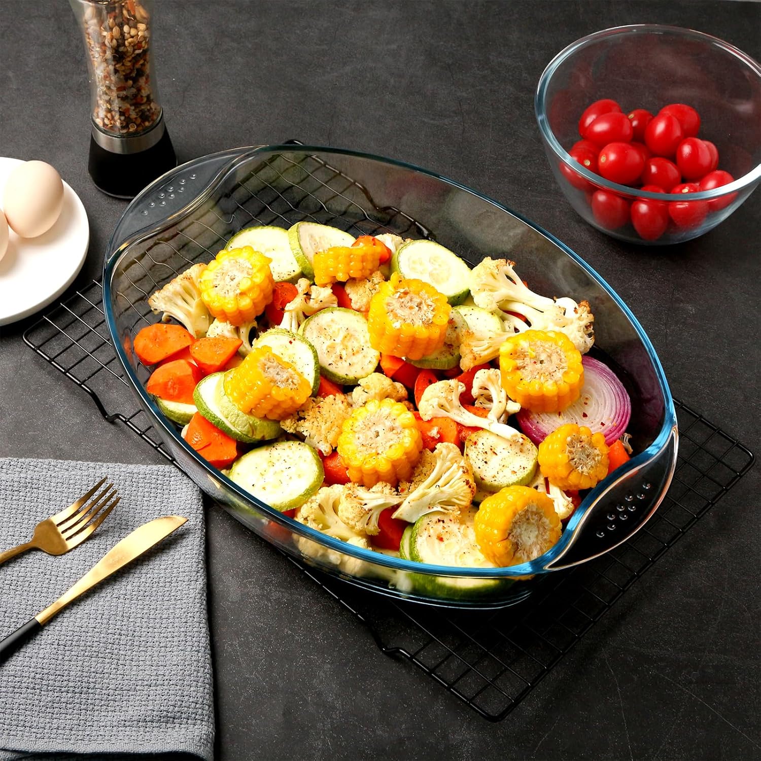 2.6 Quart Oval Tempered Glass Baking Dish for Oven Cooking