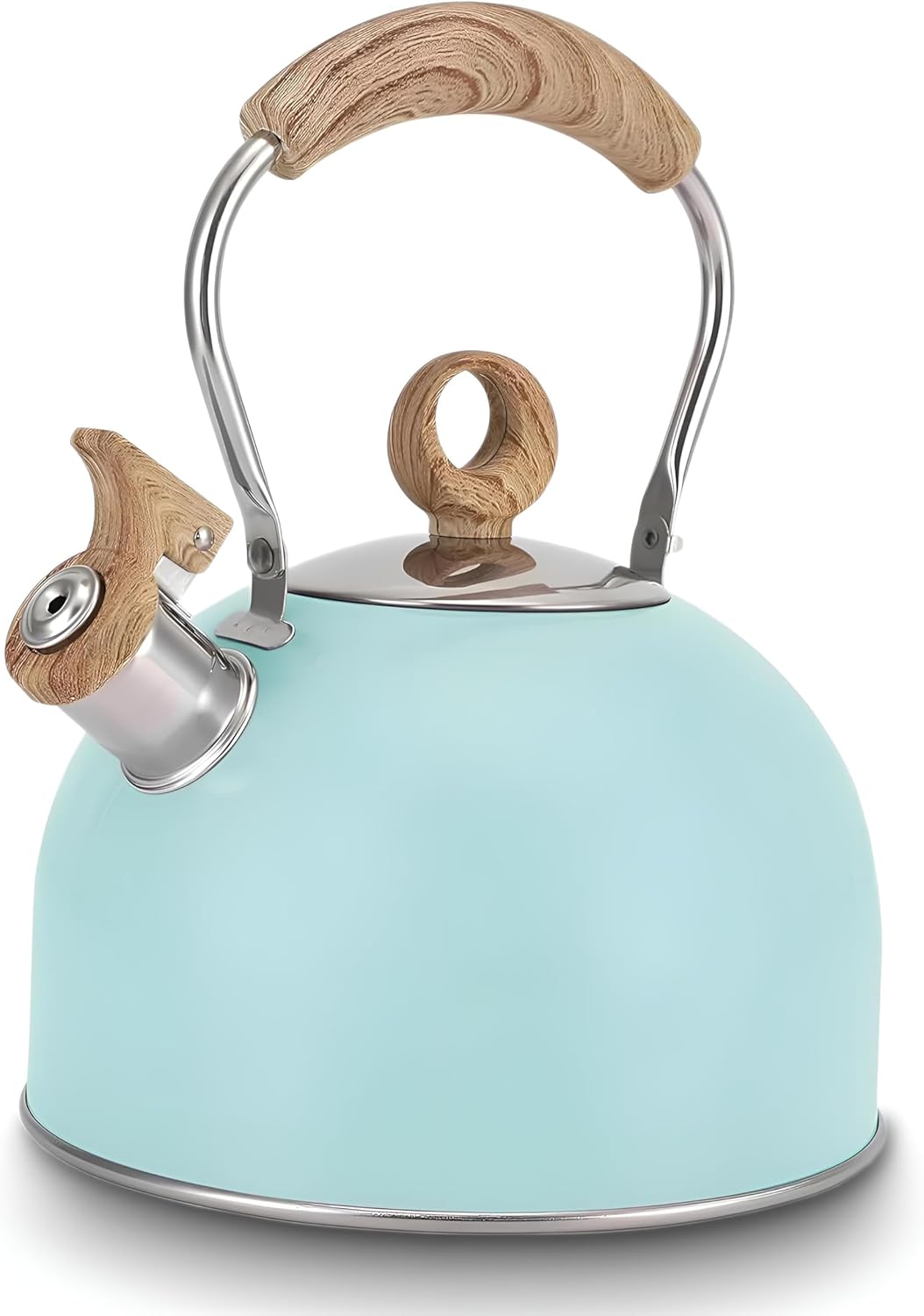 2.6 Quart Stainless Steel Tea Kettle with Whistling Spout and Folding Handle for Camping and Stove Top