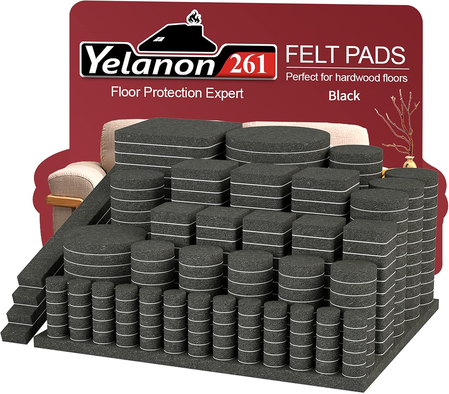 261 Pcs Premium Black Felt Furniture Pads for Hardwood Floors - Floor Protectors for Chair Legs