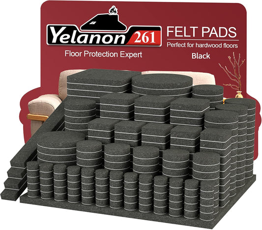 261 Pcs Premium Black Felt Furniture Pads for Hardwood Floors - Floor Protectors for Chair Legs