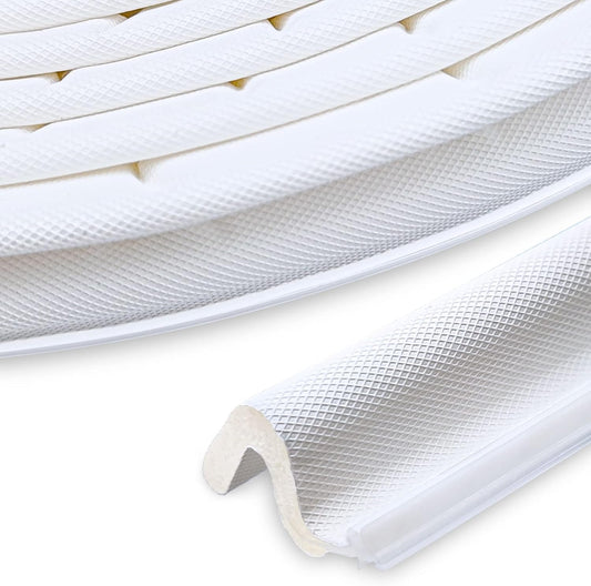 26ft Q Foam Door Weather Stripping Seal Strip with PVC Flange Slot - White Color, Easy Installation for Doors and Windows, Seals Large Gaps, Cut to Size