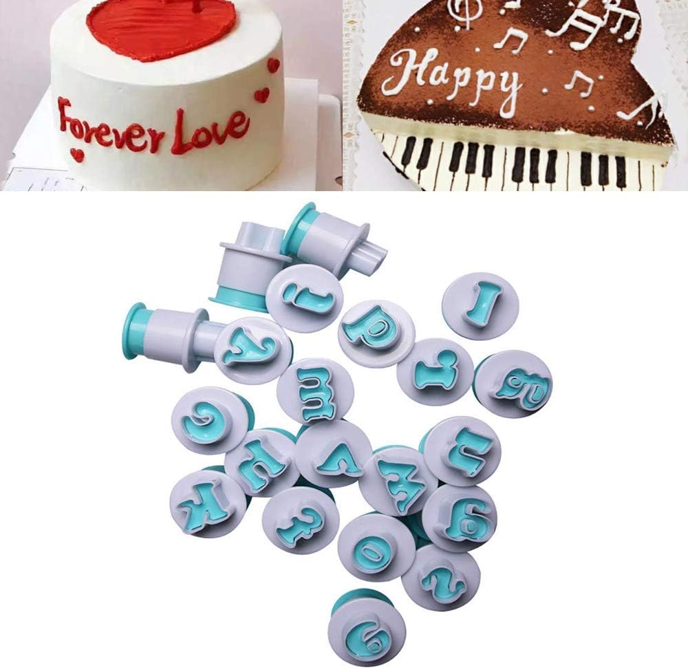 26PCS Cookie Stamp Set: Alphabet & Number Fondant Cake Biscuit Mold, DIY Lowercase Letter Shape Embosser Cutter