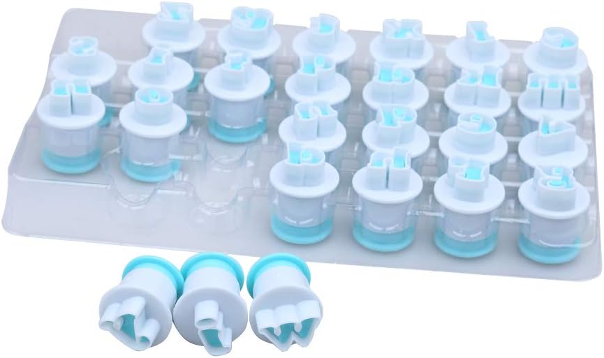 26PCS Cookie Stamp Set: Alphabet & Number Fondant Cake Biscuit Mold, DIY Lowercase Letter Shape Embosser Cutter