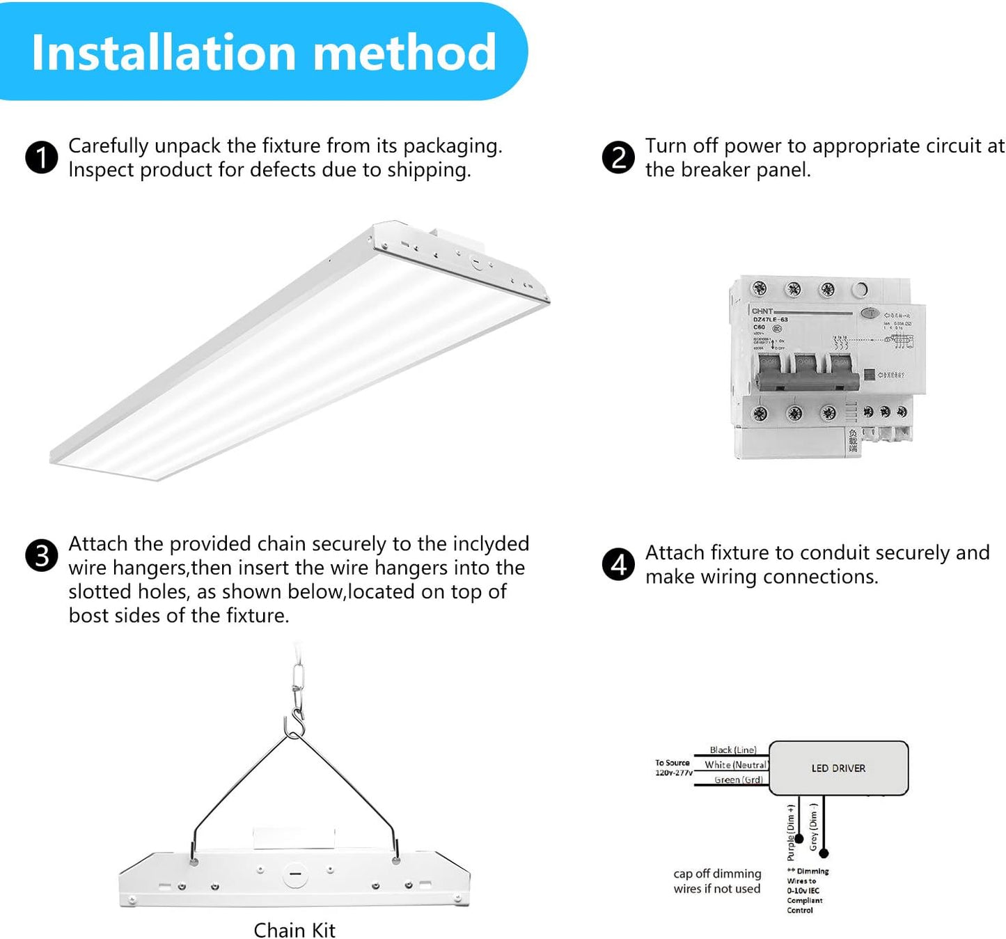 26W LED Wall Pack Light with Dusk to Dawn Sensor & 210W LED Linear High Bay Light Combo Pack