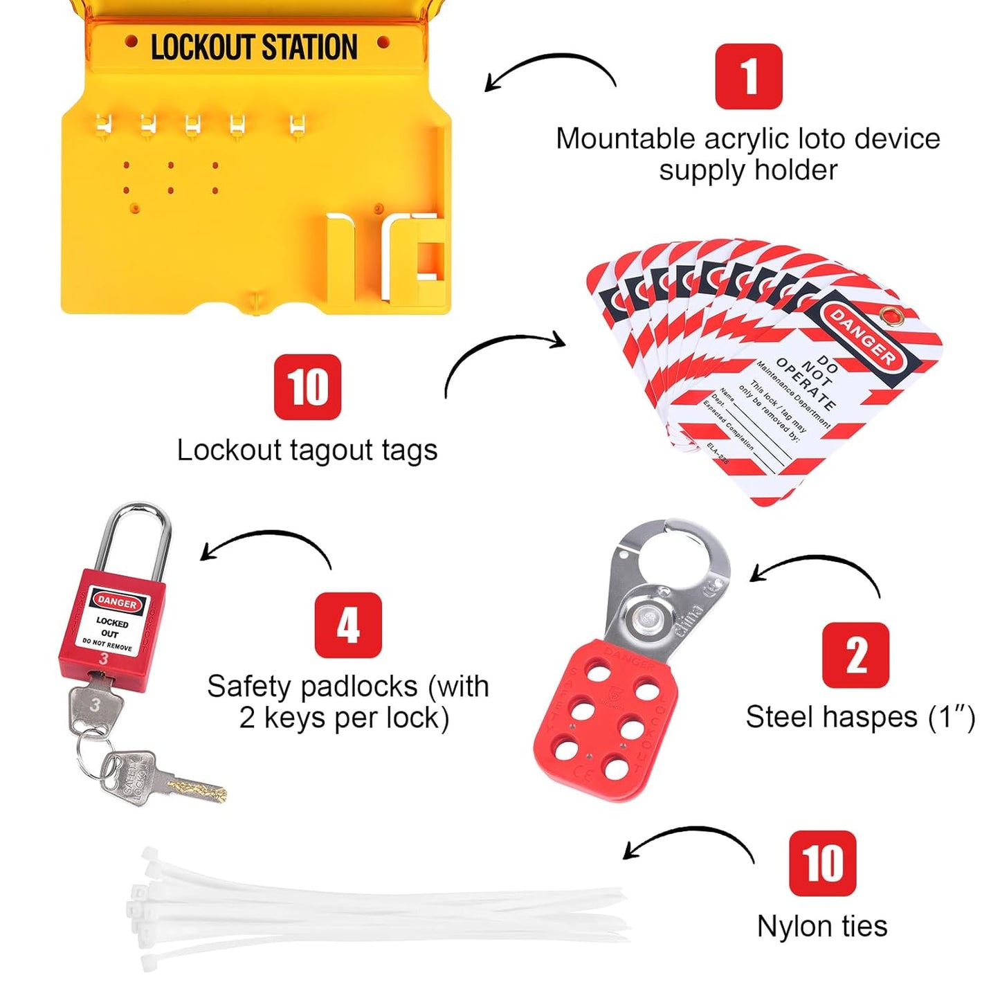27-Pack Electrical Lockout Tagout Kit with Lockout Station for Industrial Machinery & Electric Power Safety