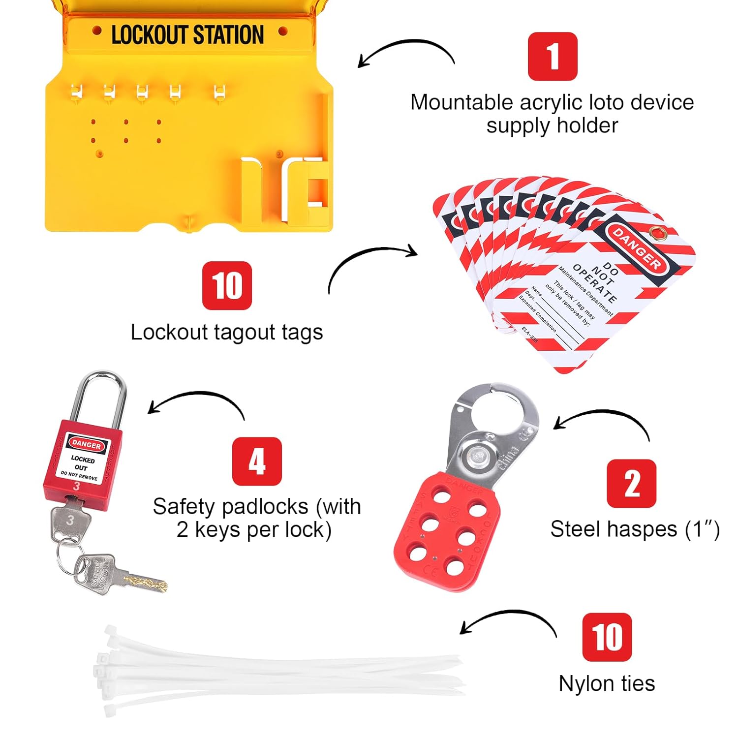 27-Pack Electrical Lockout Tagout Kit with Lockout Station for Industrial Machinery & Electric Power Safety
