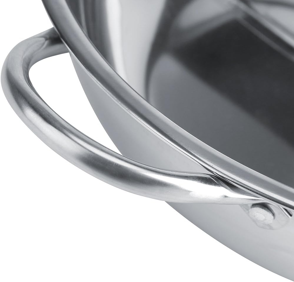 27cm Stainless Steel Hot Pot with Divider, Thick Nonstick Coating, Two Flavor Soup Pot with Hollow Handle - Compatible with Induction Cooker, Gas Furnace, and Log Fire