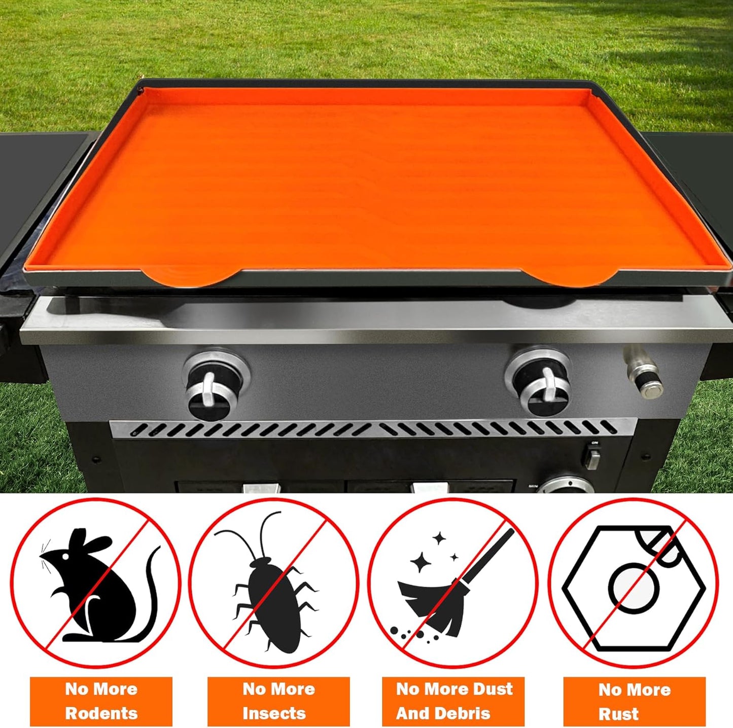28-Inch Orange Silicone Griddle Mat for Blackstone Griddle - Heavy Duty Food Grade Mat to Protect from Rodents, Insects, Debris, Rust - All Season Cooking Cover