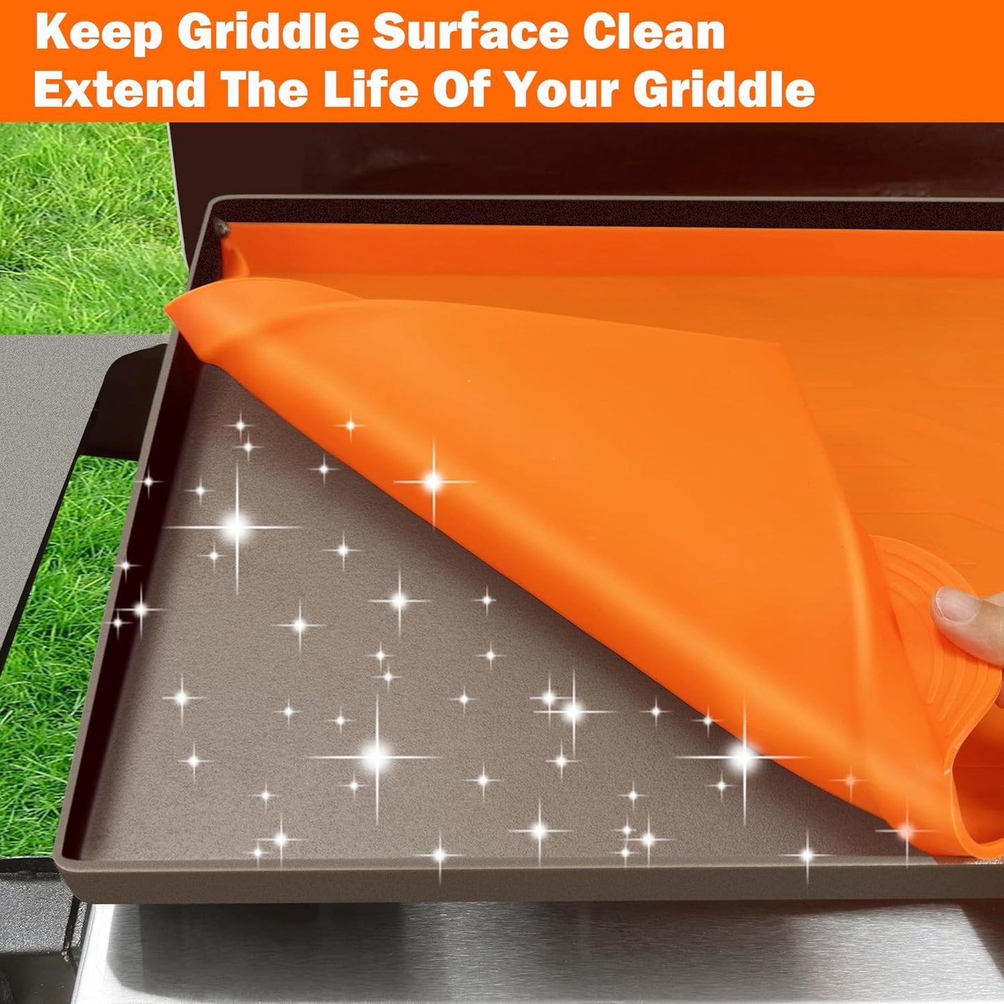 28-Inch Orange Silicone Griddle Mat for Blackstone Griddle - Heavy Duty Food Grade Mat to Protect from Rodents, Insects, Debris, Rust - All Season Cooking Cover