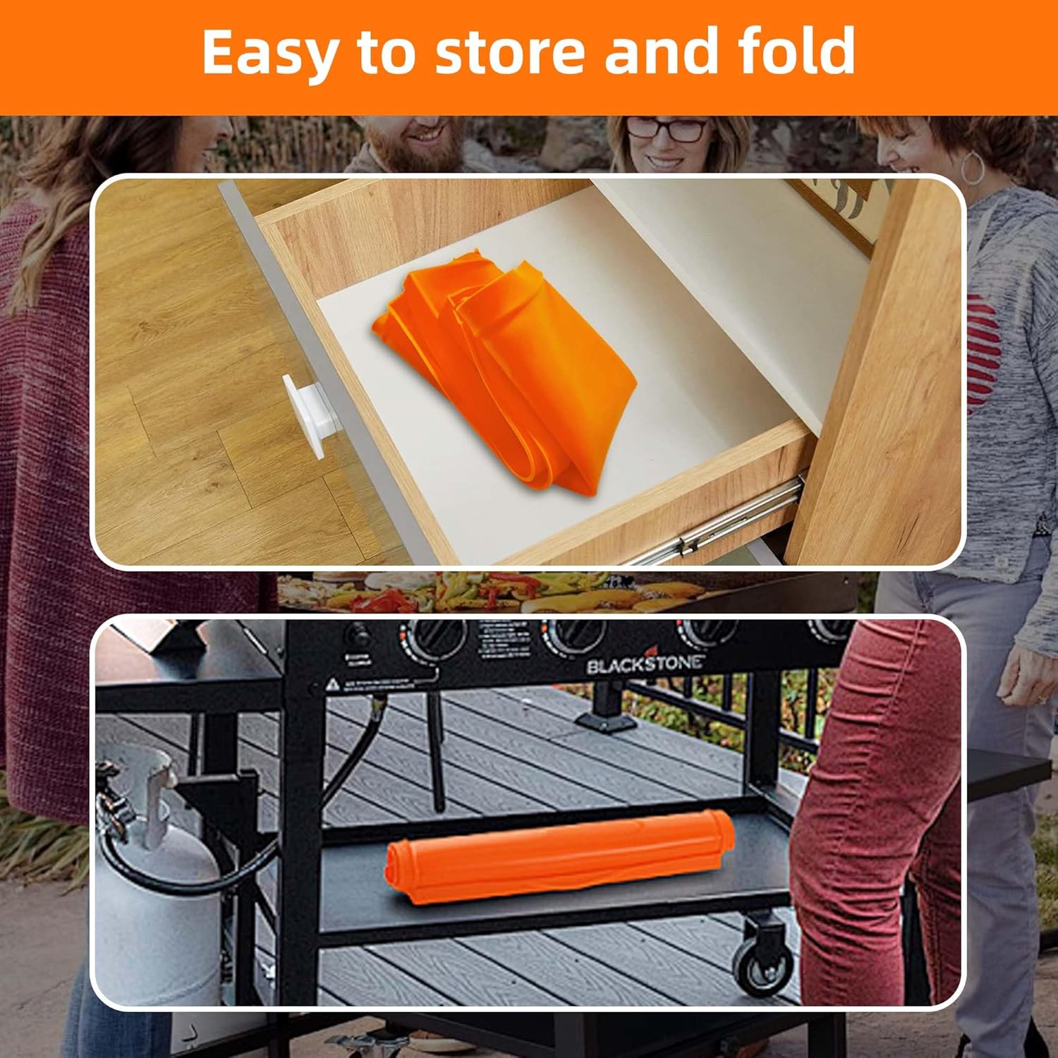 28-Inch Orange Silicone Griddle Mat for Blackstone Griddle - Heavy Duty Food Grade Mat to Protect from Rodents, Insects, Debris, Rust - All Season Cooking Cover