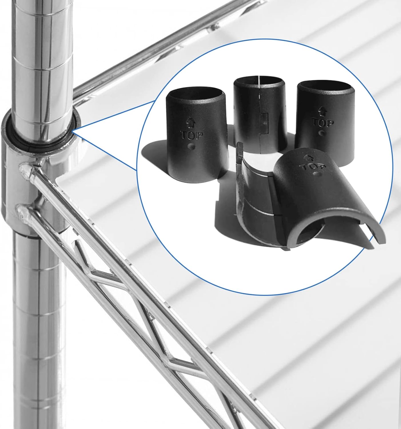 28 Pack Black Plastic and Metal Wire Shelf Clips for 1" Post Wire Shelving System - Replacement Shelving Sleeves (14 Pairs)