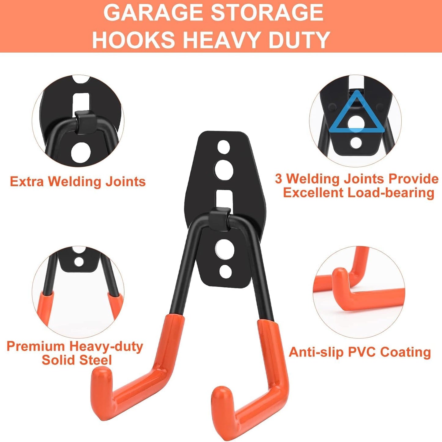 28 Pack Heavy Duty Steel Garage Hooks for Organizing Power Tools, Ladders, Bikes, and More