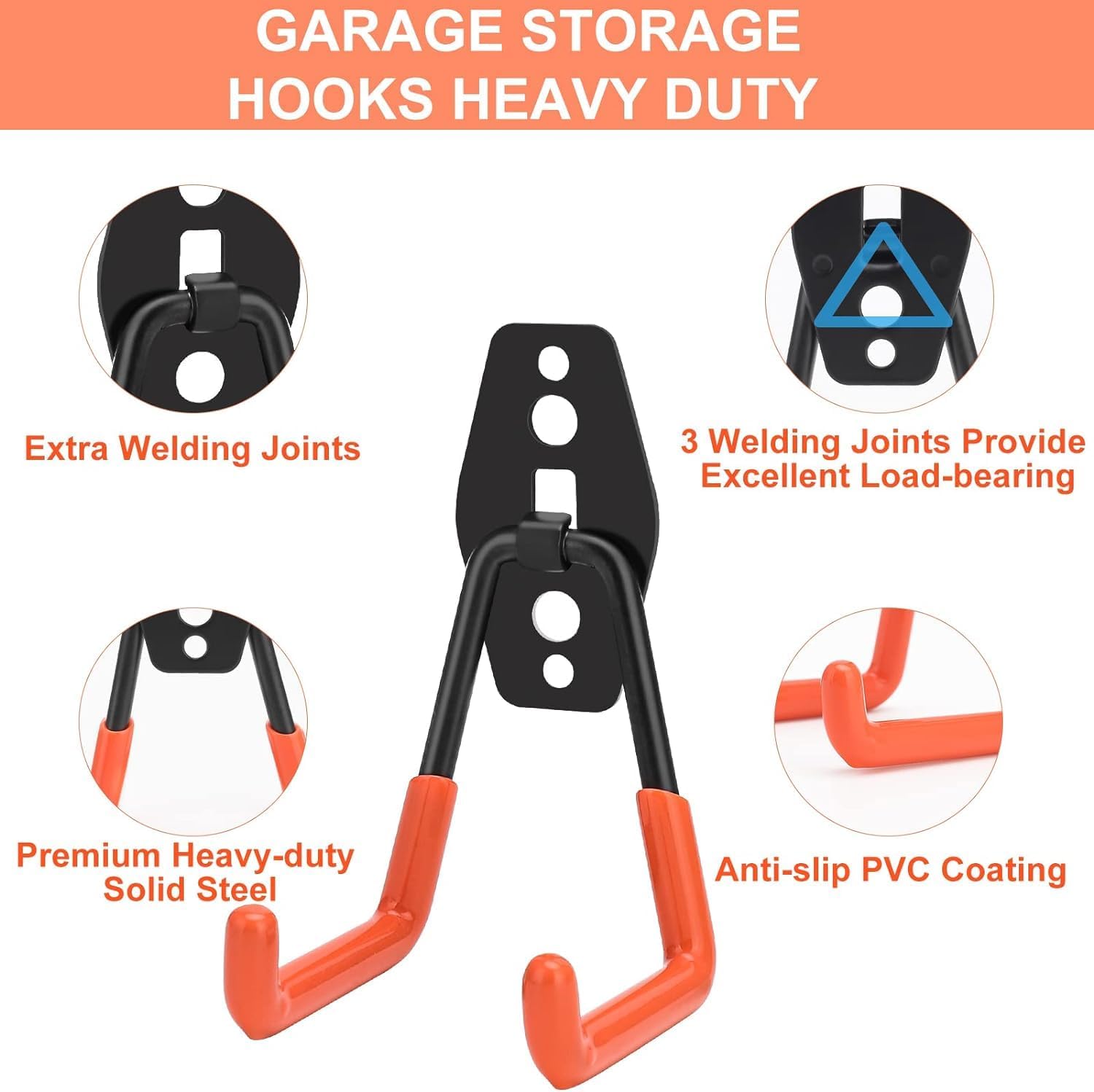 28 Pack Heavy Duty Steel Garage Hooks for Organizing Power Tools, Ladders, Bikes, and More
